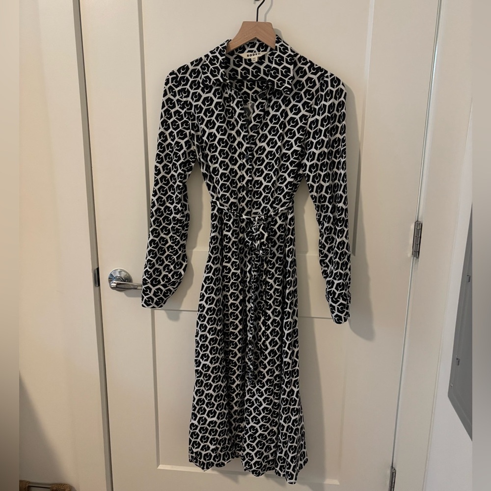 Boden Black and White Long Sleeve Dress